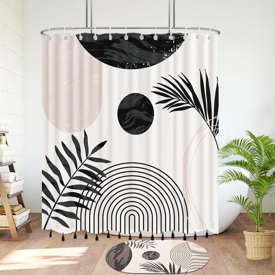 Duschvorhang – Wasserdicht – Polyester – Mit 12 Haken – Geeignet Für Zimmer – Studenten-duschvorhang – 180 X 180 Cm