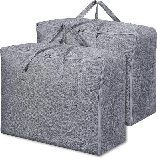 2er-pack Extra Große Aufbewahrungstaschen, 70 X 50 X 30 Cm, Mit Reißverschluss, Für Kleidung, Decken, Kissen, Daunendecken Usw.
