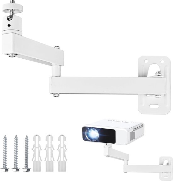 Weiße, Doppelgelenkige Wandhalterung Für Projektoren, Ausziehbar Bis Zu 35 Cm (15 + 20 Cm), Faltbare Stahlhalterung Für Mini-/standard-heimkino-projektoren