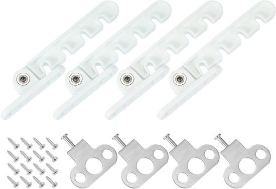 Fensterbegrenzer, Sicherheitsvorrichtungen, 4er-set, Verstellbare Riegel, 5 Drehschlitze, Weiß