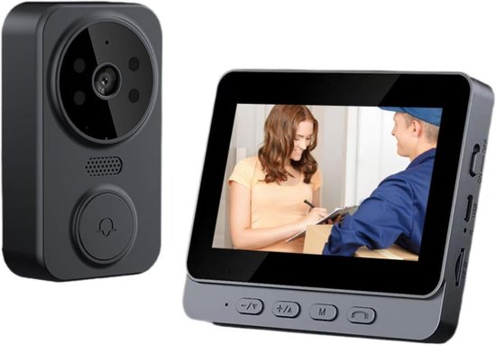 Kabellose Video-türklingel, 4,3-zoll-ips-display (1080p Hd), Kamera, Gegensprechfunktion, Nachtsicht, Kein Wlan/app/abonnement Erforderlich, 64-gb-speicherkarte, Für Haus/villa/wohnung