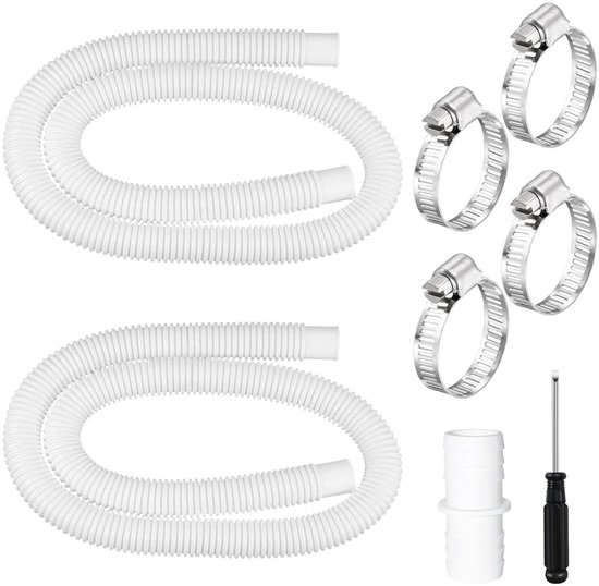 Schwimmbadschlauch 32 Mm – 2 Stück 150 Cm – Schlauch Für Schwimmbadpumpe – Schlauchverbinder – Sicherheitsclips – Geeignet Für Filterpumpen – Poolschlauch