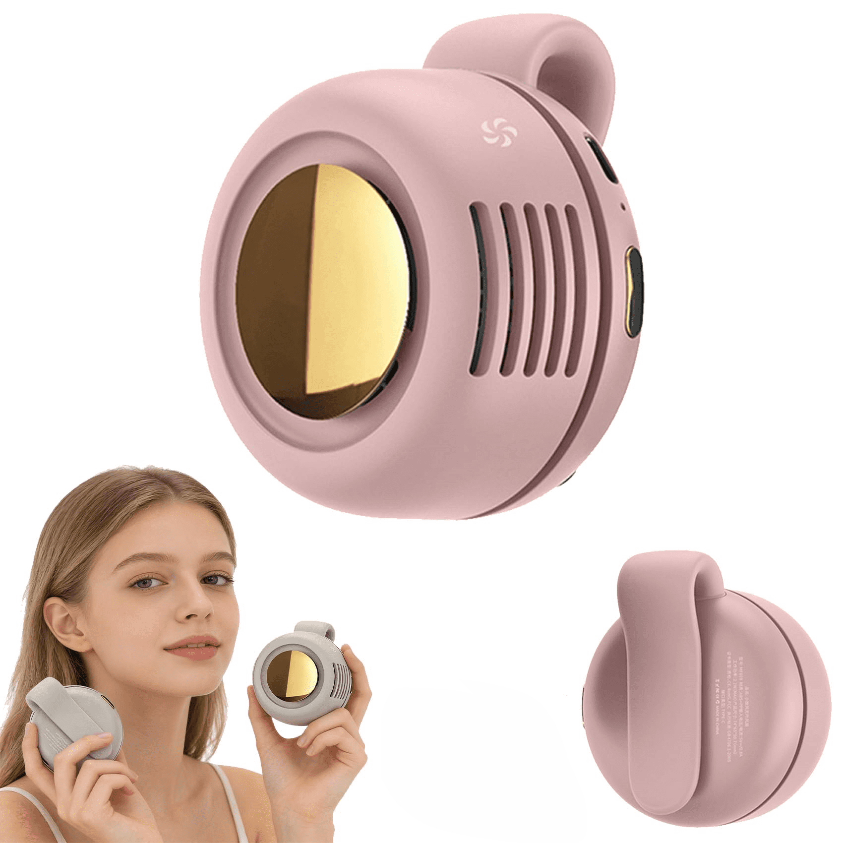 Pinkfarbener, Tragbarer, Leiser Mini-clip-on-usb-ventilator Ohne Rotorblätter