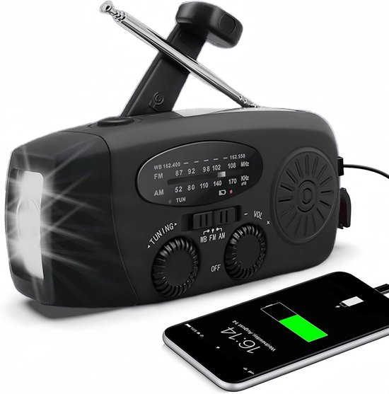 Batteriebetriebenes Katastrophenradio, Solarbetriebenes, Handkurbelbetriebenes Notradio, Blau