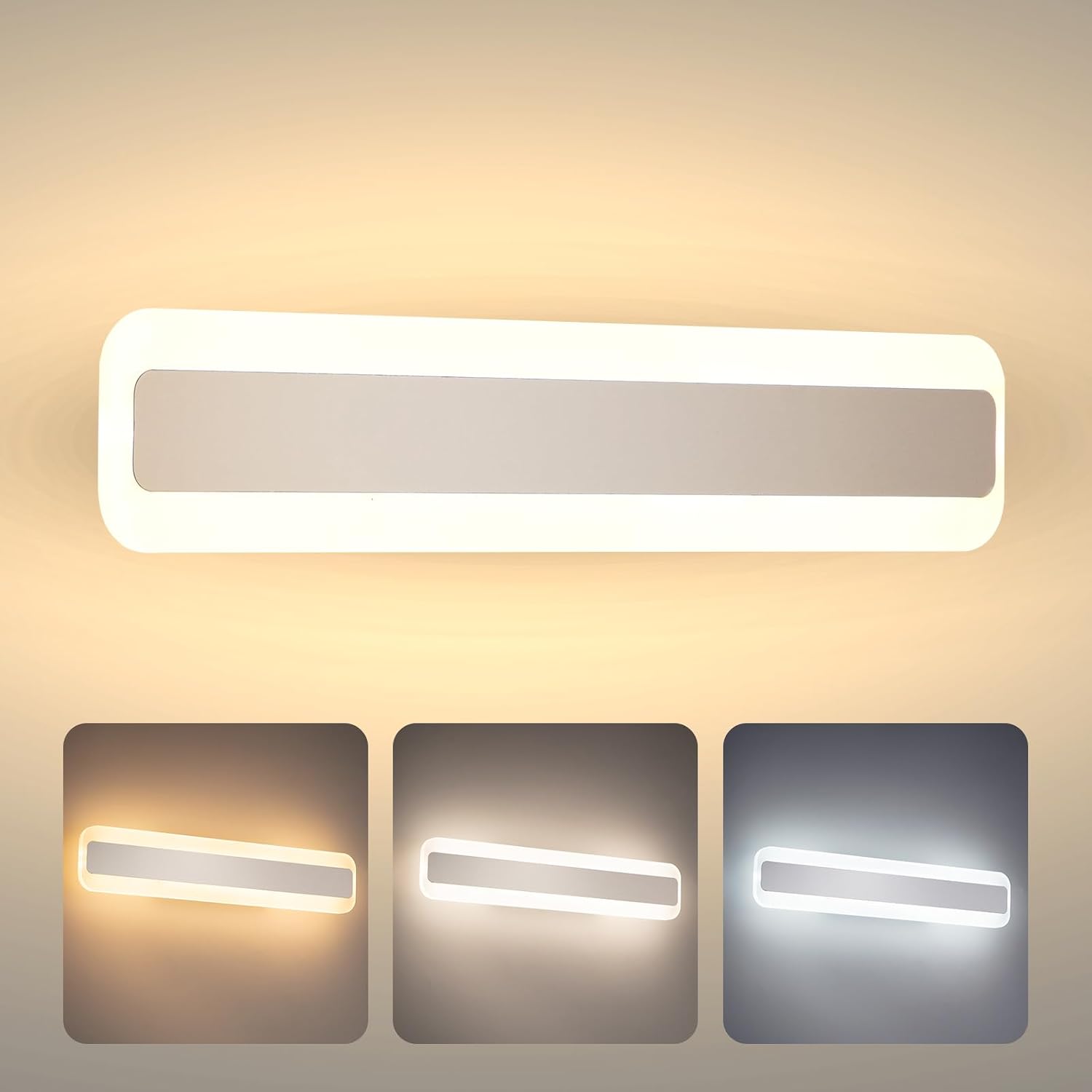 14-w-badezimmerspiegelleuchte, 40 Cm, 1050 Lm, Badezimmerbeleuchtung, 230 V, Warmweiß 3000 K, Neutralweiß 4000 K, Kaltweiß 6000 K, Wandleuchte