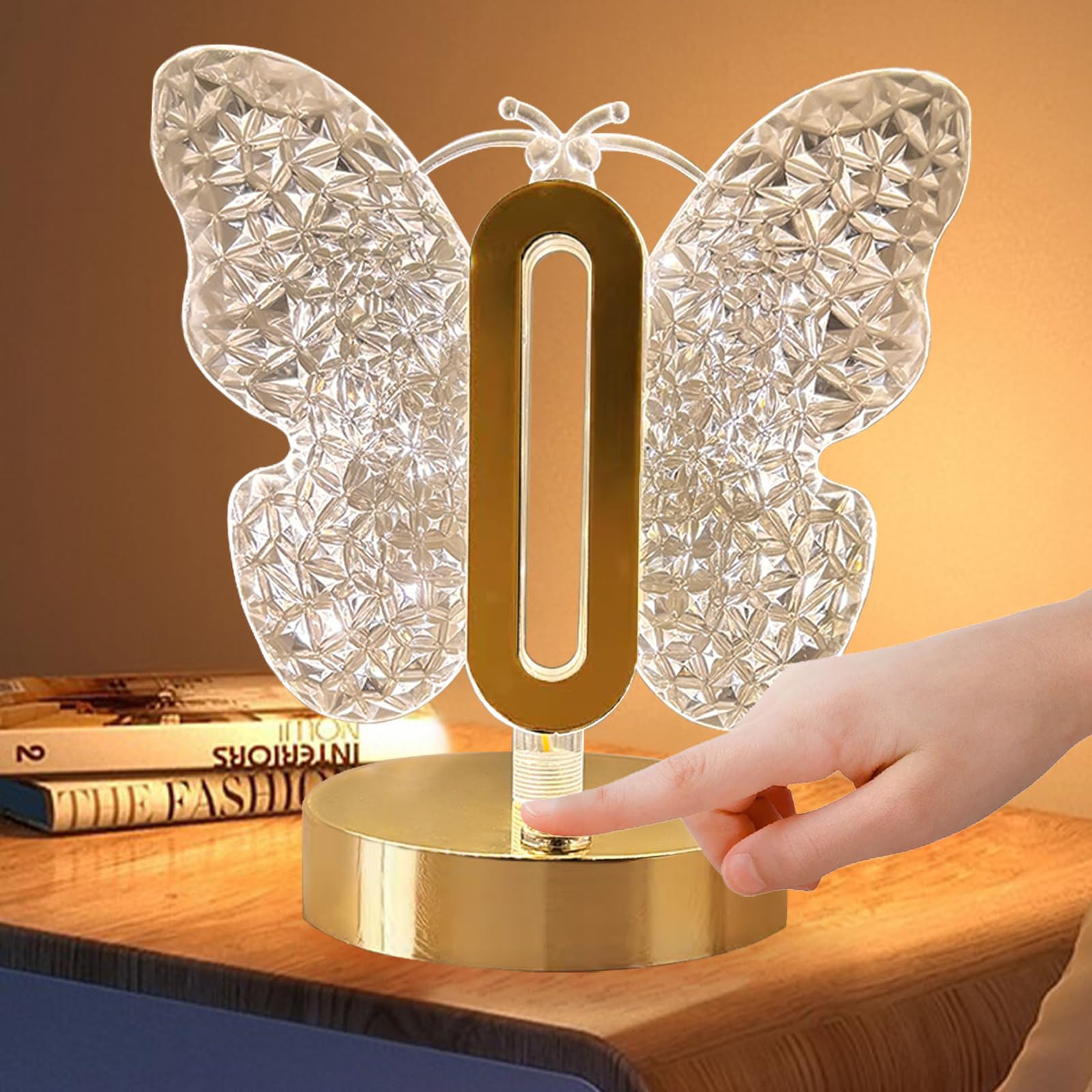 Schmetterlings-tischleuchte, Stufenlos Dimmbare Tischleuchte Mit Drei Farben, Nachtlicht Mit Touch-steuerung, Usb-aufladung Neben Der Lampe