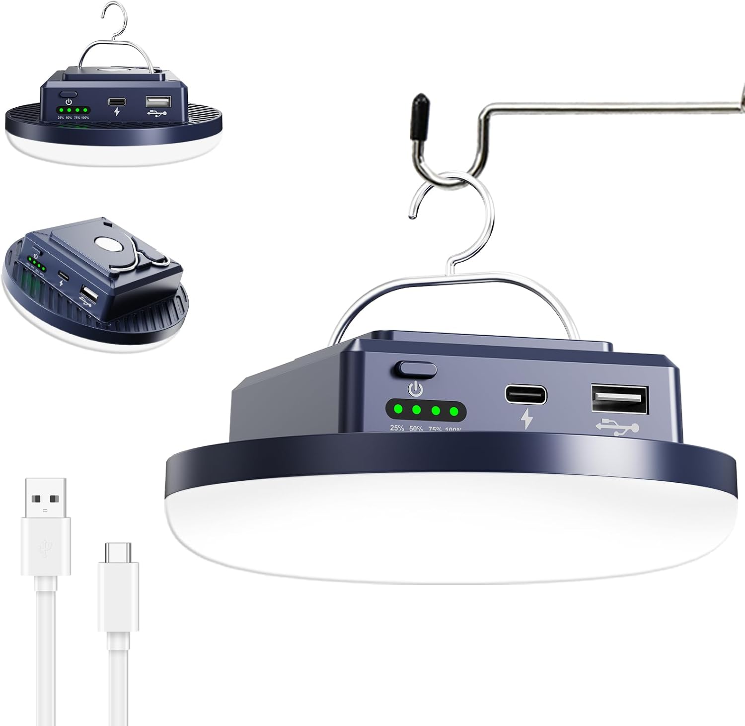Wiederaufladbare Campinglampe Mit 1800 Lumen Und 12000 Mah – Magnetisch Und Aufhängbar – Für Zelt Und Notbeleuchtung