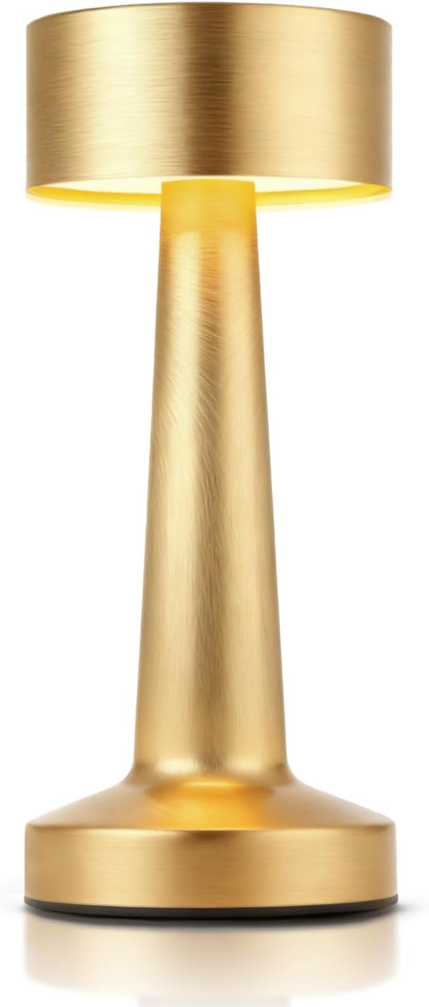 Metall-led-tischleuchte, Goldfarben – 3 Touch-farben Und 3 Helligkeitsstufen, Wiederaufladbar, Ideal Für Nachttisch, Wohnzimmer Und Schreibtisch.
