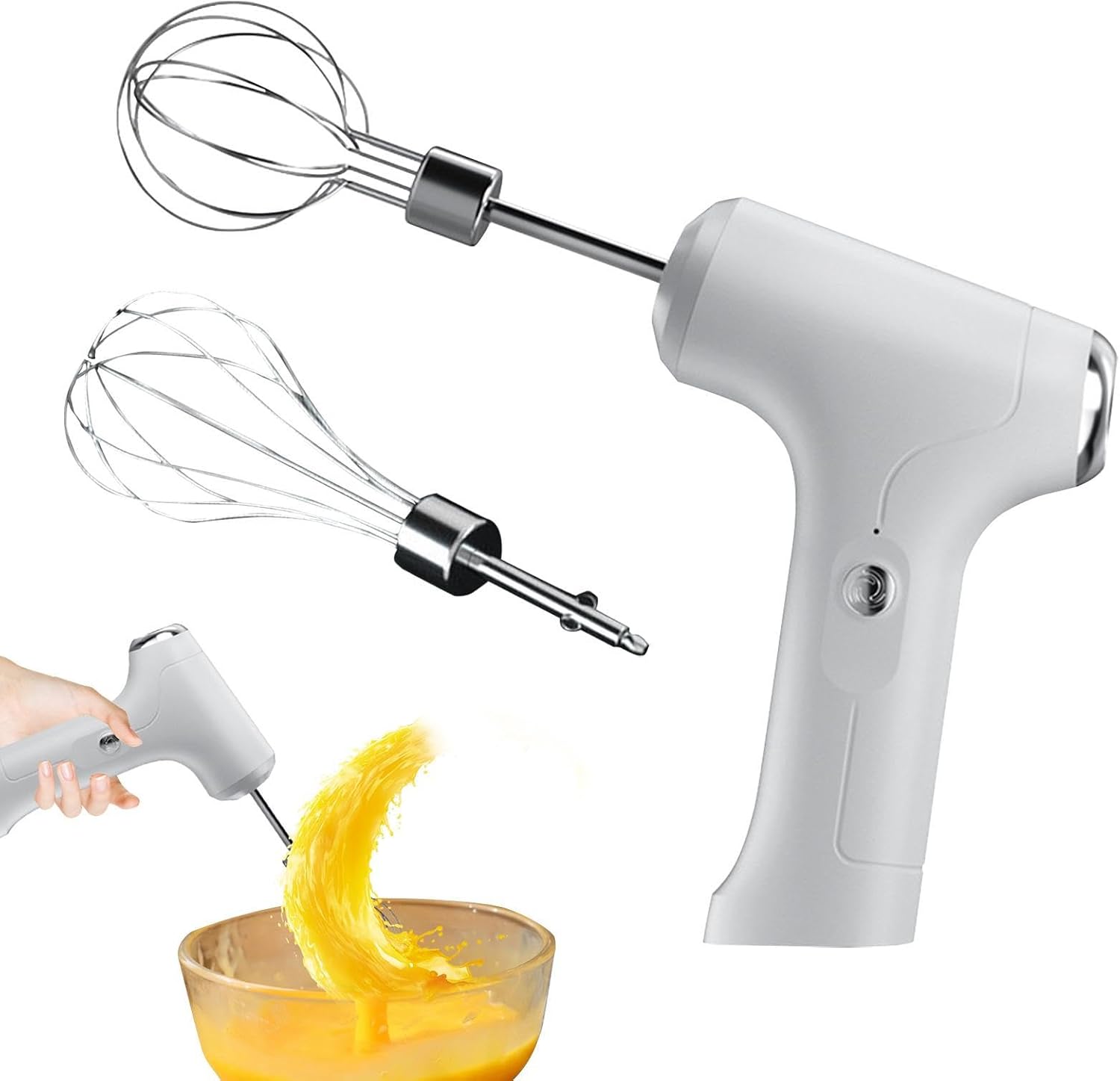 Elektrischer Stabmixer, Einstellbare Geschwindigkeit, 3 Geschwindigkeitsstufen – Weiß