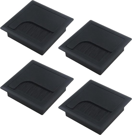 4er-pack Schwarze 8 X 8 Cm Aluminium-kabelkanäle Für Den Schreibtisch Mit Bürstendichtungsringen