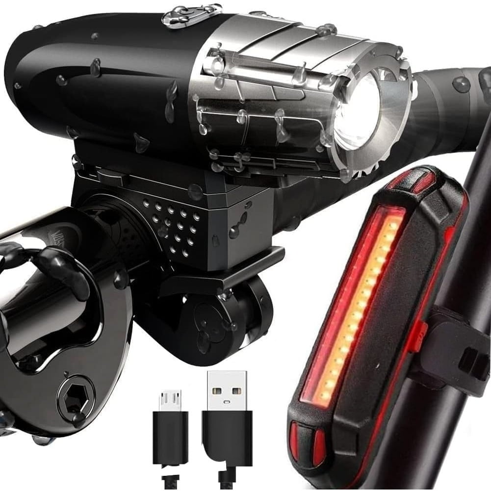 Wasserdichte Fahrradlampe, Led-fahrradscheinwerfer Mit Rücklicht, Usb-aufladbar, 4 Modi, Fahrradsicherheitsscheinwerfer