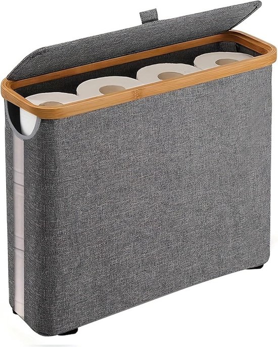 Toilettenpapierhalter, Toilettenpapier-organizer Mit Deckel, Geeignet Für 12 Rollen Toilettenpapier, Aufrechtes Badezimmerregal (grau).