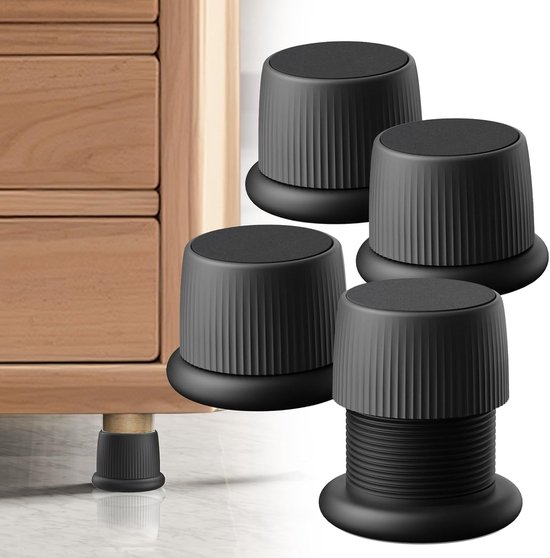 Möbelstücke, Verstellbare Möbelfüße, Tischsets, Möbel, Schreibtischfüße Mit Rutschfester Unterseite Und Gummiauflage, Tischbeinerhöhungen Von 4–6,3 Cm, Schwarz