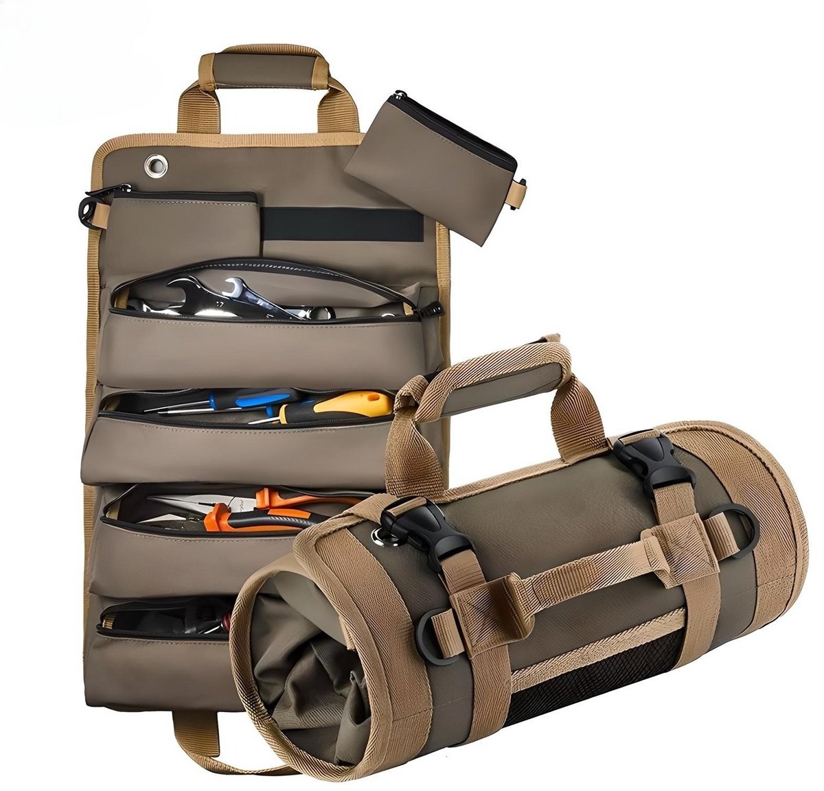 Werkzeugrollen-organizer – Auto- Und Heimwerker-werkzeugtasche – 4 Große Fächer – Autositz- Und Kofferraum-organizer – Kompakt Und Tragbar – Bis Zu 15 Kg Pro Fach