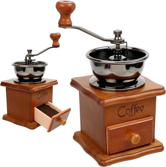 Kaffeemühle Braun Retro Manuelle Kaffeemühle Aus Holz Handkurbel Tragbare Espressomühle Im Antik-design Kaffeebohnen Edelstahl