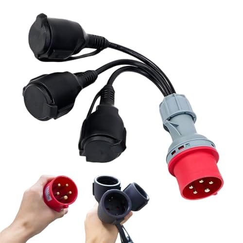 [niemals Verwendet] Cee-adapter Für 400v 16a Starkstromverteiler Auf 3 X 230v Kupplungsverlängerungskabel, Camping-adapterkabel Mit Klappdeckel Und Schukostecker, Für Caravan, Industrie, Außenbereich