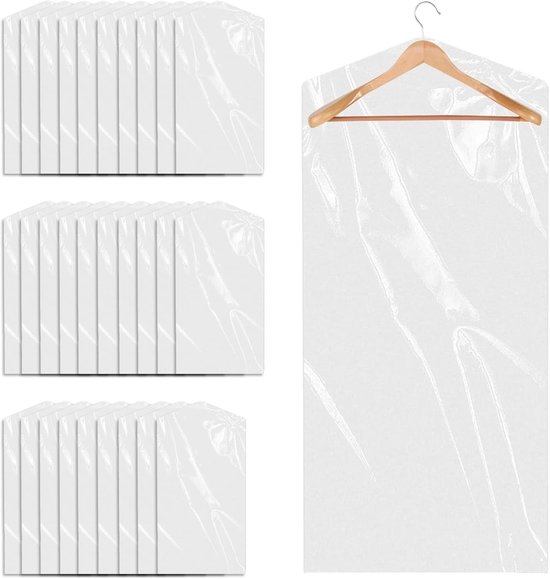30er-packung Durchsichtige Kleidersäcke (60 X 120 Cm), Staubdichte Schutzhüllen Aus Kunststoff Zur Aufbewahrung Von Anzügen, Kleidern Und Mänteln