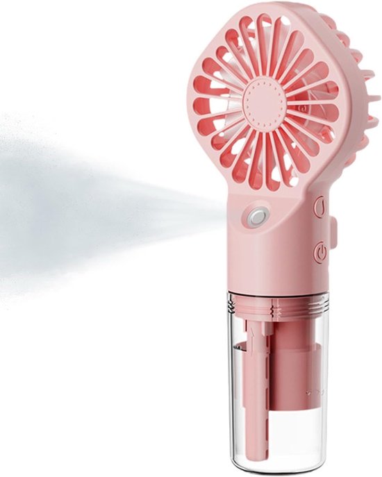 Handventilator, Tragbarer Mini-ventilator Mit Sprühfunktion, Usb-aufladbar, 4 Windgeschwindigkeiten, Für Reisen, Büro, Outdoor, Schule (pink)
