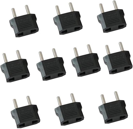 Reiseadapter – Europäischer Standardadapter – Europäischer Reiseadapter – Spannungsfreier Adapter – 10er-pack – Schwarz