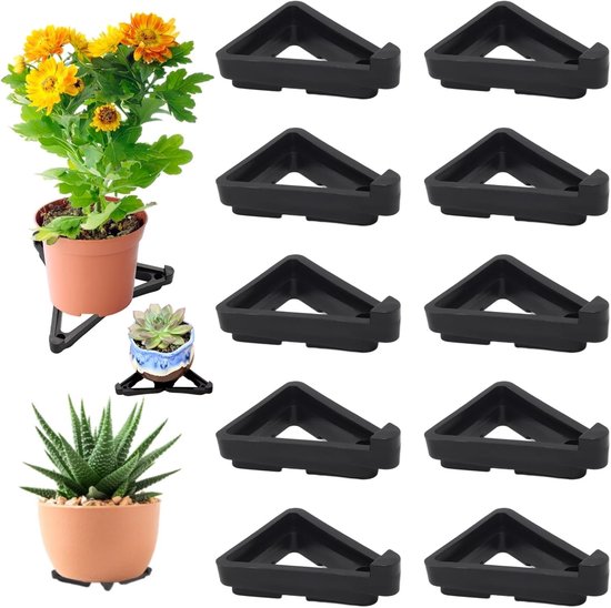 10er-packung Schwarze, Stapelbare Dreieckige Blumentopffüße Und -erhöhungen