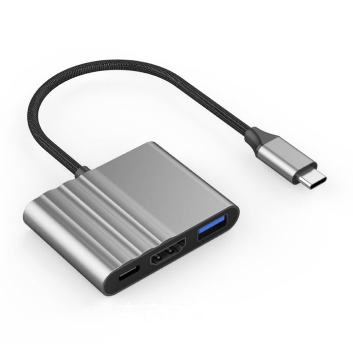 3-in-1 Aluminium-usb-c-hub Mit 4k-hdmi-adapter, 100-w-pd-schnellladefunktion Und Usb 3.0