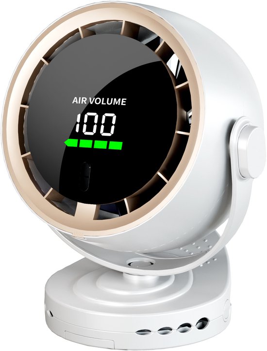 Mini-tischventilator Mit Turbogeladenem Luftstrom, 100 Windgeschwindigkeiten, Wiederaufladbar Per Usb Mit Led-anzeige, 10 Stunden Akkulaufzeit, Leise, Für Schlafzimmer Und Büros
