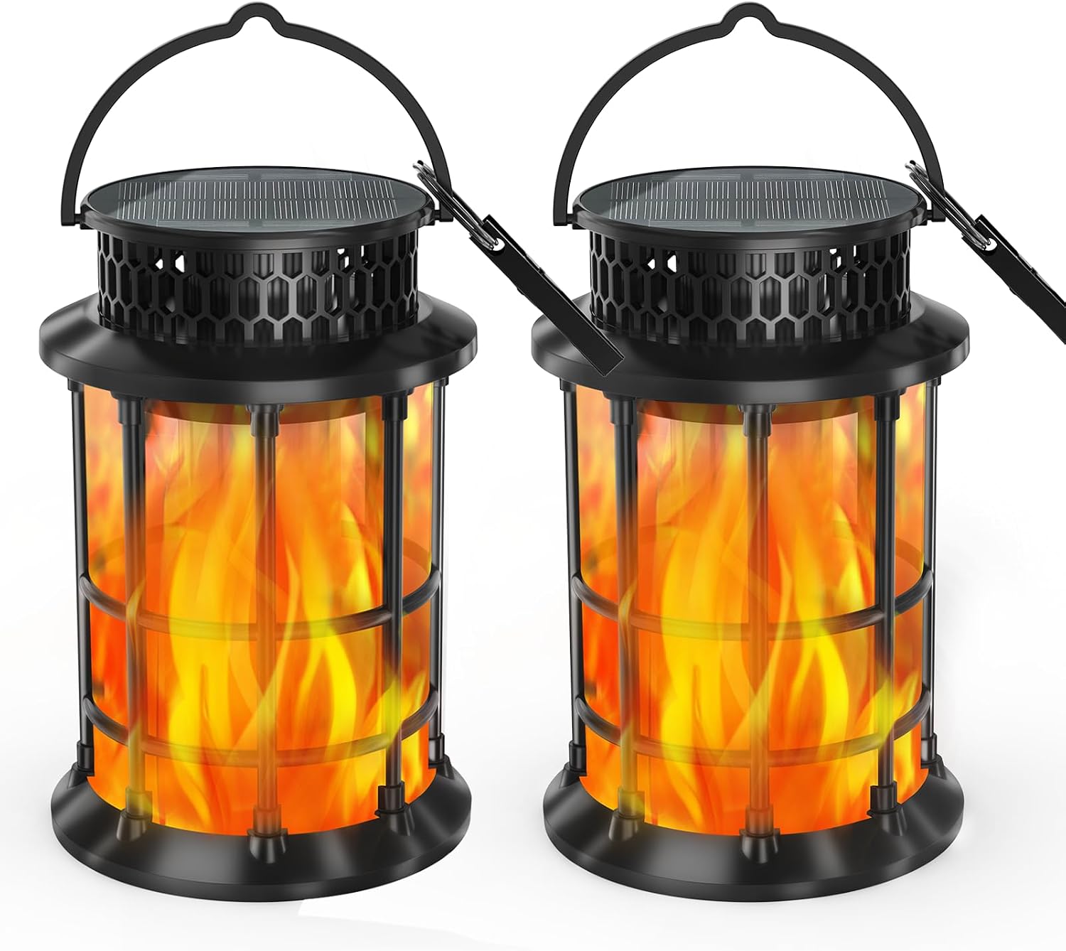 Wasserdichte Solarlaternen Für Den Außenbereich, Verbesserte Blinkende Flammenlichter, Hängende Solarleuchten, Solarbetriebene Garten- Und Terrassenwegdekorationen, 2er-pack.