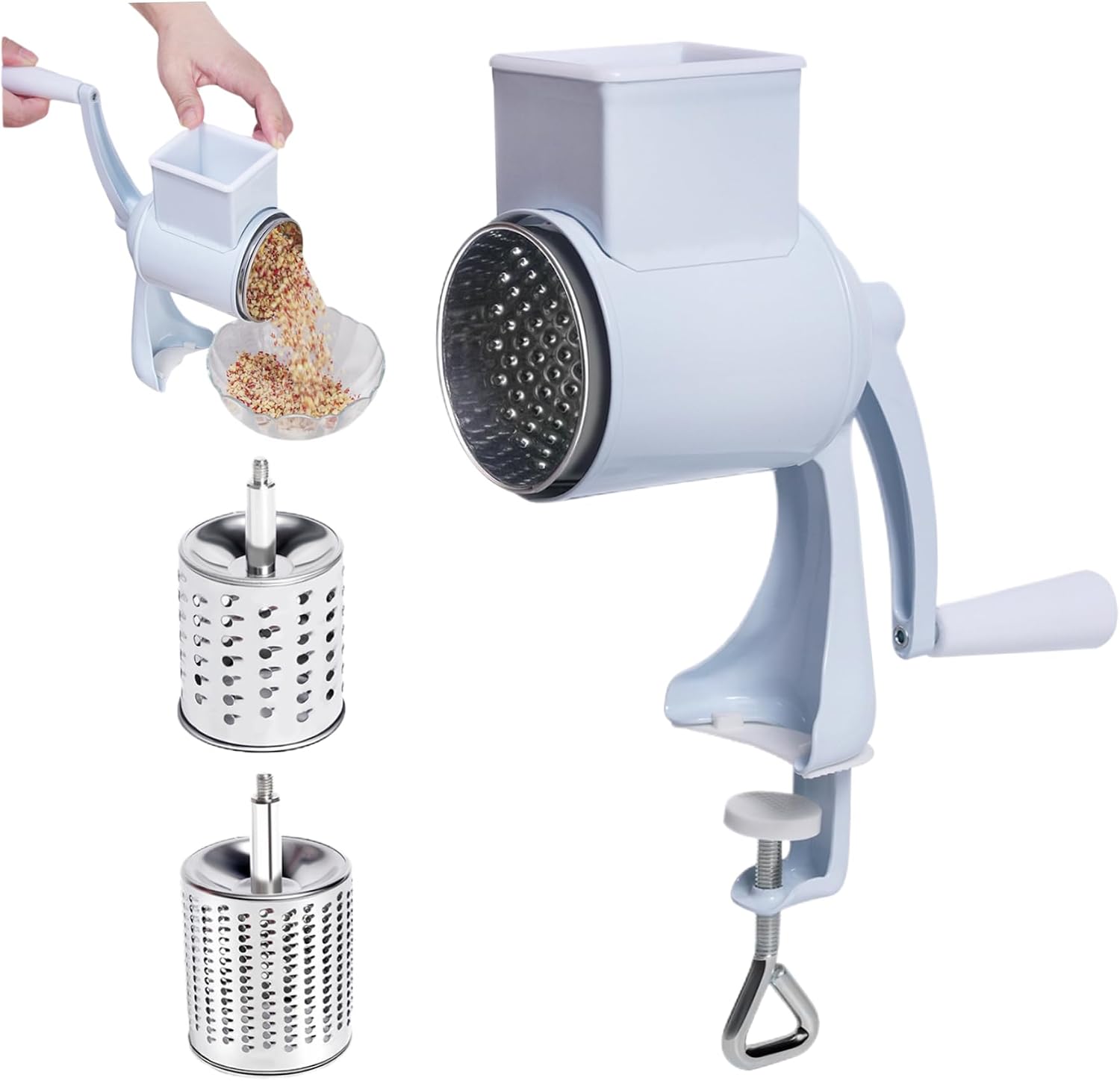 Manuelle Nussmühle – Drehbarer Käsereibe Mit Handkurbel – Multifunktionale Trockenfruchtmühle – Erdnussstampfer – Mühle – Alle Nüsse – Walnüsse