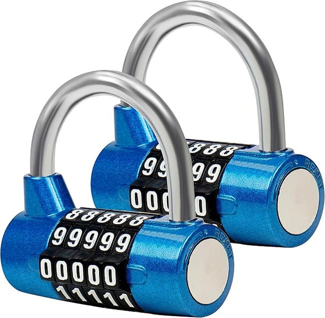 Blaues 5-stelliges Zahlenschloss (2er-pack) 6,5 X 2,5 Cm - Wasserdichtes Digitales Zahlenschloss, Geeignet Für Den Innen- Und Außenbereich.