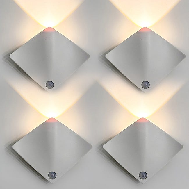 4er-pack Kabellose Wandleuchten Mit Bewegungssensor, Magnetische Led-wandleuchten, Wiederaufladbare Dekorative Nachtlichter, Weiß.