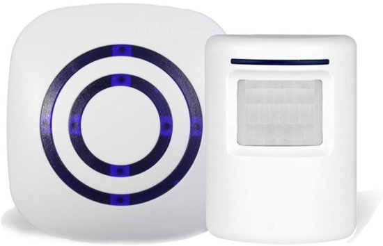 Kabellose Türklingel Mit Empfängern – Zutrittsalarm – Ladenklingel – Plug & Play – Bewegungsmelder Mit Sensor – Geeignet Für Geschäfte Und Privathaushalte – Weiß