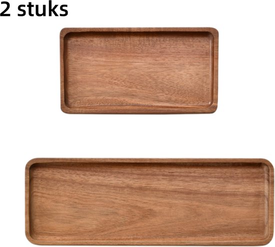 Zweiteiliges Set – Speiseteller, Snackteller, Dessertteller, Sushi-teller, Brotteller – Groß Und Klein – Holzfarbe