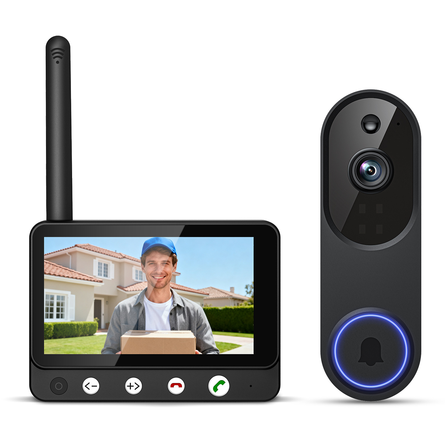 Kabellose Wi-fi-video-türklingelkamera Mit Zwei-wege-audio, Ki-bewegungserkennung, Nachtsicht Und Cloud-speicher (nur 2,4 Ghz Wi-fi).