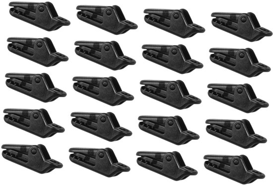 20-teiliges Set Alligator-zeltclips, Windfeste Befestigungsclips Mit Zähnen Für Outdoor/camping/markisen/wohnmobile, 3,2 × 1 × 1,2 Cm / 1,3 × 0,4 × 0,5 Zoll – Schwarz