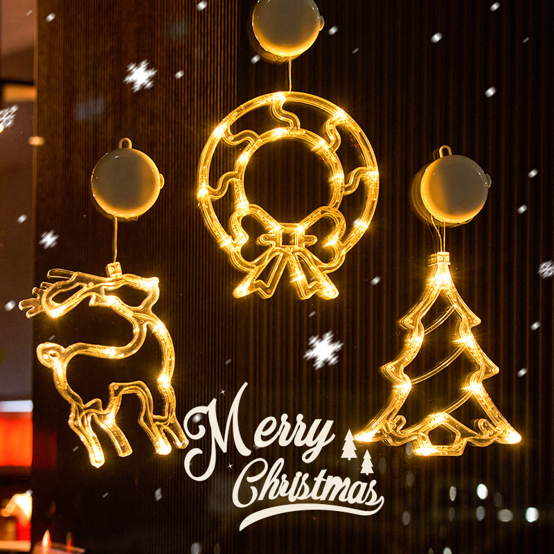 Weihnachtslichter Mit Saugnäpfen – Dekorative Arrangements – Kleine Hängeornamente Für Schaufenster – Weihnachtsbaumschmuck Und