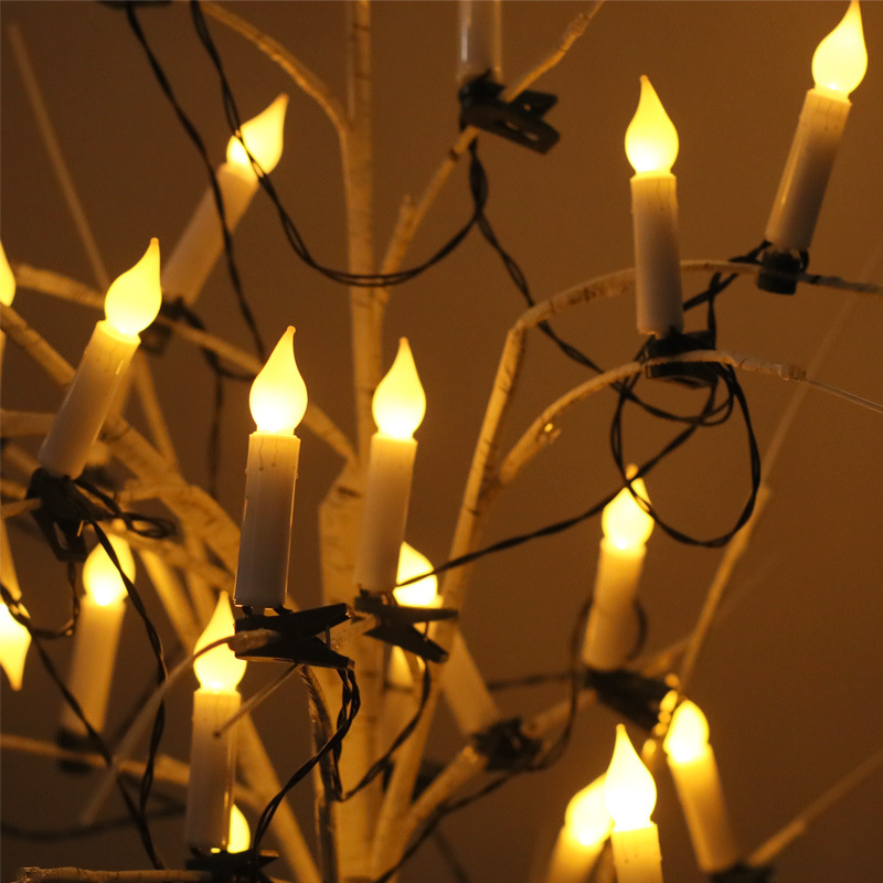 Led-kerzenclips, Weihnachtsbeleuchtung Für Den Innenbereich, Partydekoration, Batteriebetrieben, Dunkelgrünes Kabel, 5 Meter, 20 Lichter, Batteriehalter.