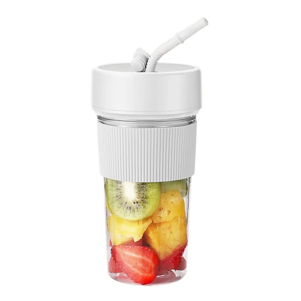 Tragbarer Usb-entsafter 350 Ml, 6 Klingen, Typ-c-anschluss, Strohhalm, Doppelklick