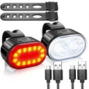 Schwarzes Led-fahrradbeleuchtungsset