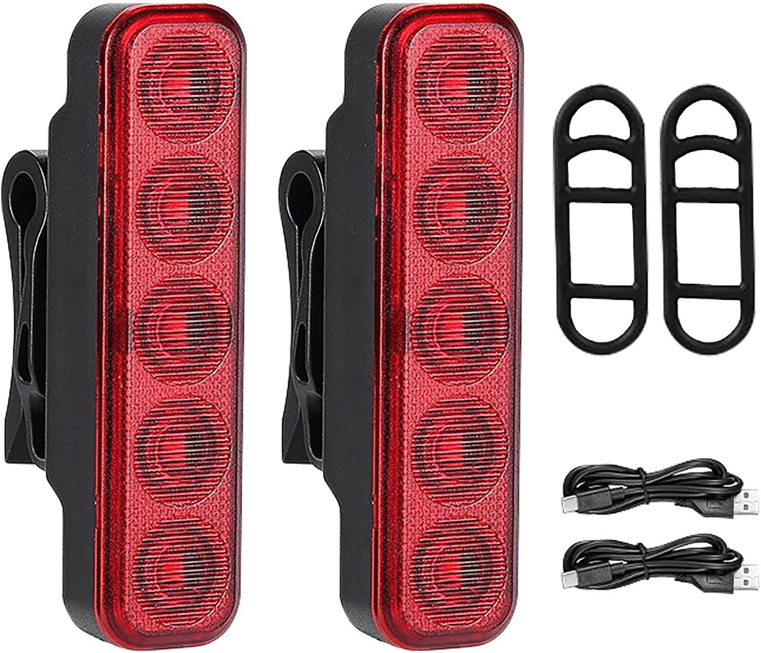 Fahrrad-rücklichter, Usb-c-wiederaufladbar, 2er-pack, Helle Rote Led-helmlichter, Wasserdicht, Fahrrad-taschenlampe Mit Reflektor, 4 Modi