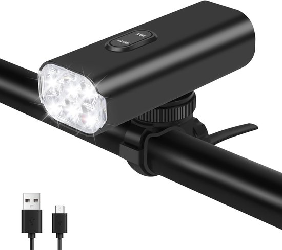 Fahrrad-frontlicht, 6 Helle Leds, 2000 Lumen, Leichter Fahrradscheinwerfer, 4800 Mah, Usb-aufladbar, Ipx-6