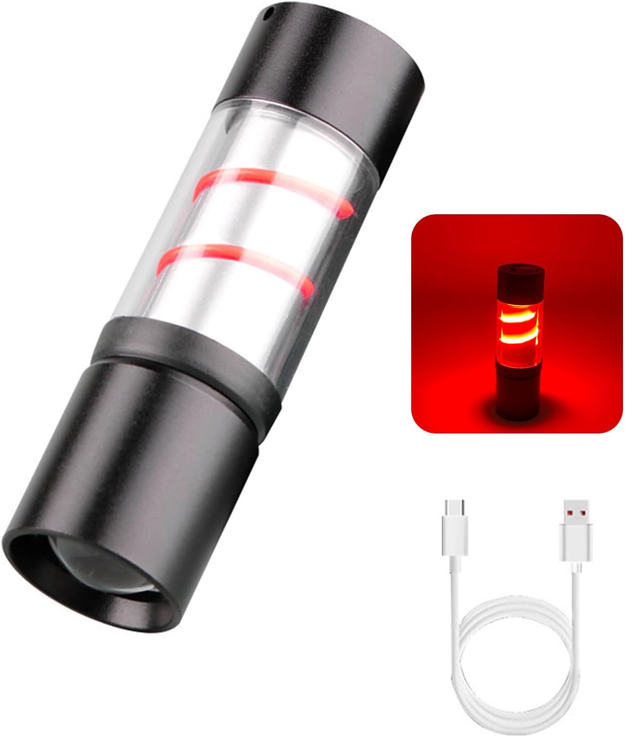 Kleine, Wiederaufladbare Led-taschenlampe Mit Cob-licht, Zoombare Taschenlampe Für Camping, Reisen, Outdoor-aktivitäten, Notfälle, Wandern Und Autoreparaturen (rot)