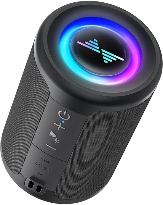 Kleiner Bluetooth-lautsprecher Mit Beleuchtung, Tws-stereo, Bluetooth 5.3, Usb-c, Aux-/tf-kartensteckplatz, Für Draußen Und Zu Hause