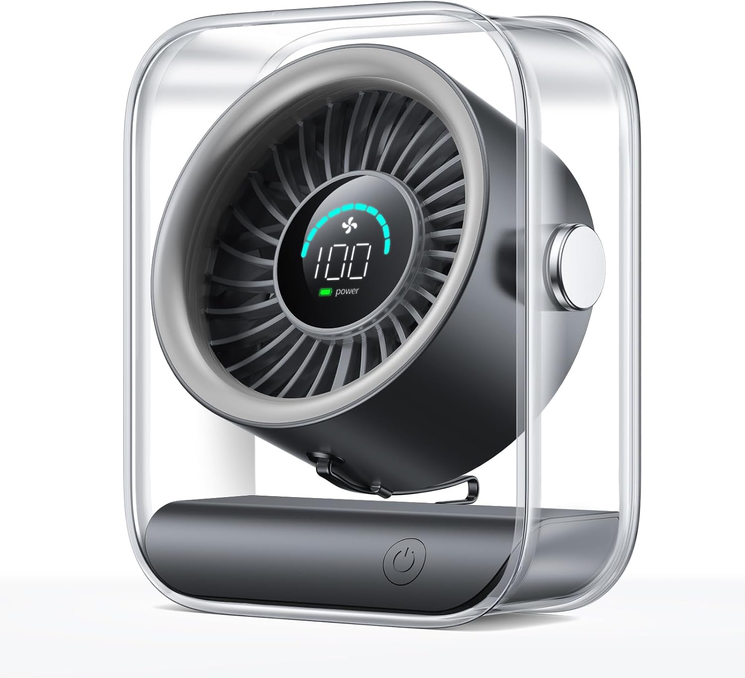 Wiederaufladbarer Usb-tischventilator – Turbo, 100 Geschwindigkeitsstufen, Digitalanzeige, 90° Drehbar, Leise, Für Schlafzimmer, Büro Und Reisen (schwarz)
