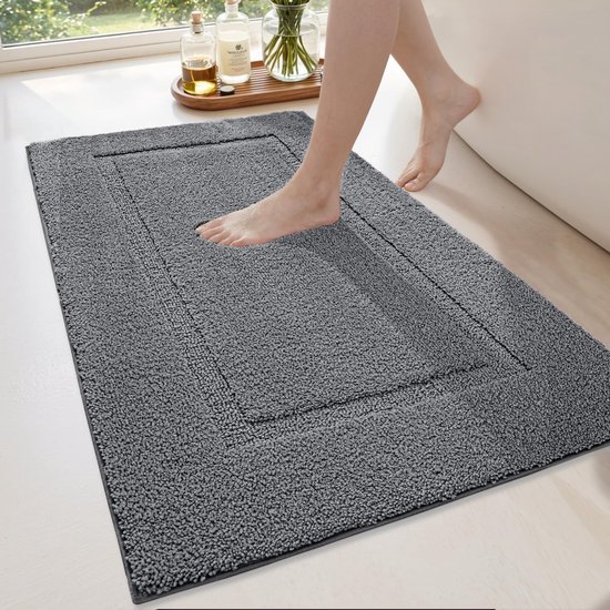 Badematte – 40 X 60 Cm – Saugfähige Badematte – Maschinenwaschbar – Rutschfest, Geeignet Für Dusche, Badezimmer Usw. – Dunkelgrau