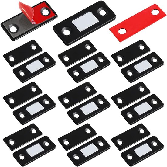 10er-packung Magnetische Schranktürverschlüsse, Selbstklebende Schubladenmagnete Und -schließer, Schwarz.