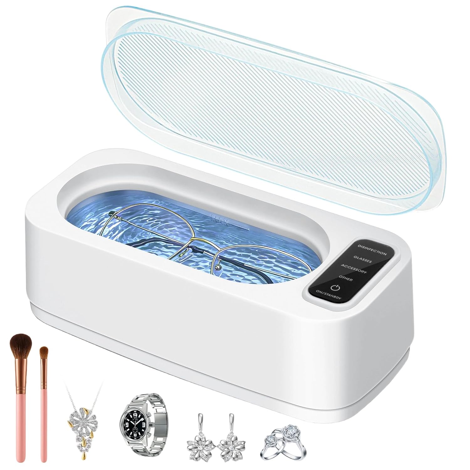 Ultraschallreiniger, 350 Ml, Ultraschallreiniger Mit 4 Reinigungsmodi Für Brillen, Schmuck Und Uhren