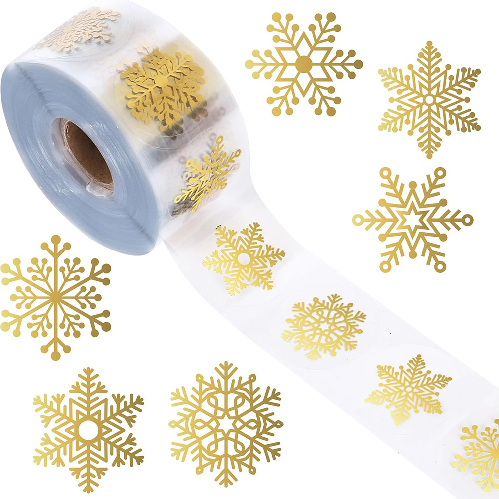 Weihnachtsaufkleber, Rund, Transparent, Mit Golddruck, Zur Verpackungsdekoration, Selbstklebend Verschlussaufkleber, 2,5 Cm/1 Zoll 500 Aufkleber.