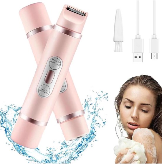 Damenhaartrimmer, 2-in-1 Elektrorasierer, Präzisions- Und Bikinitrimmer, Nass- Und Trockenanwendung, Für Bikinizone, Beine, Achseln Und Intimbereich, Pink