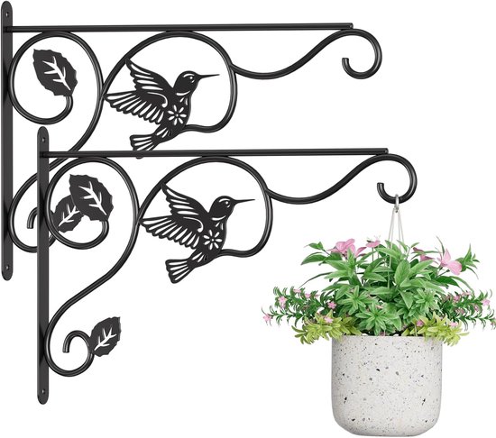 Hängende Pflanzenregale, 2er-pack Wandhaken Aus Edelstahl Für Vogelfutterhäuser Und Pflanzgefäße, Balkon & Terrasse, Schwarz.