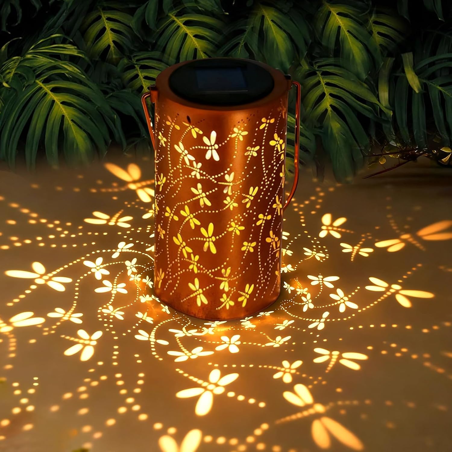 Solarbetriebene Libellen-hängeleuchte Aus Metall Für Den Außenbereich, Wasserdichte Dekorative Led-gartenleuchte